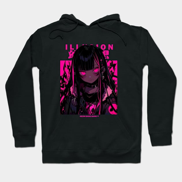 Futuristic Cyberpunk Girl Harajuku Fashion Japanese Streetwear 2 Hoodie by Neon Bang Bang